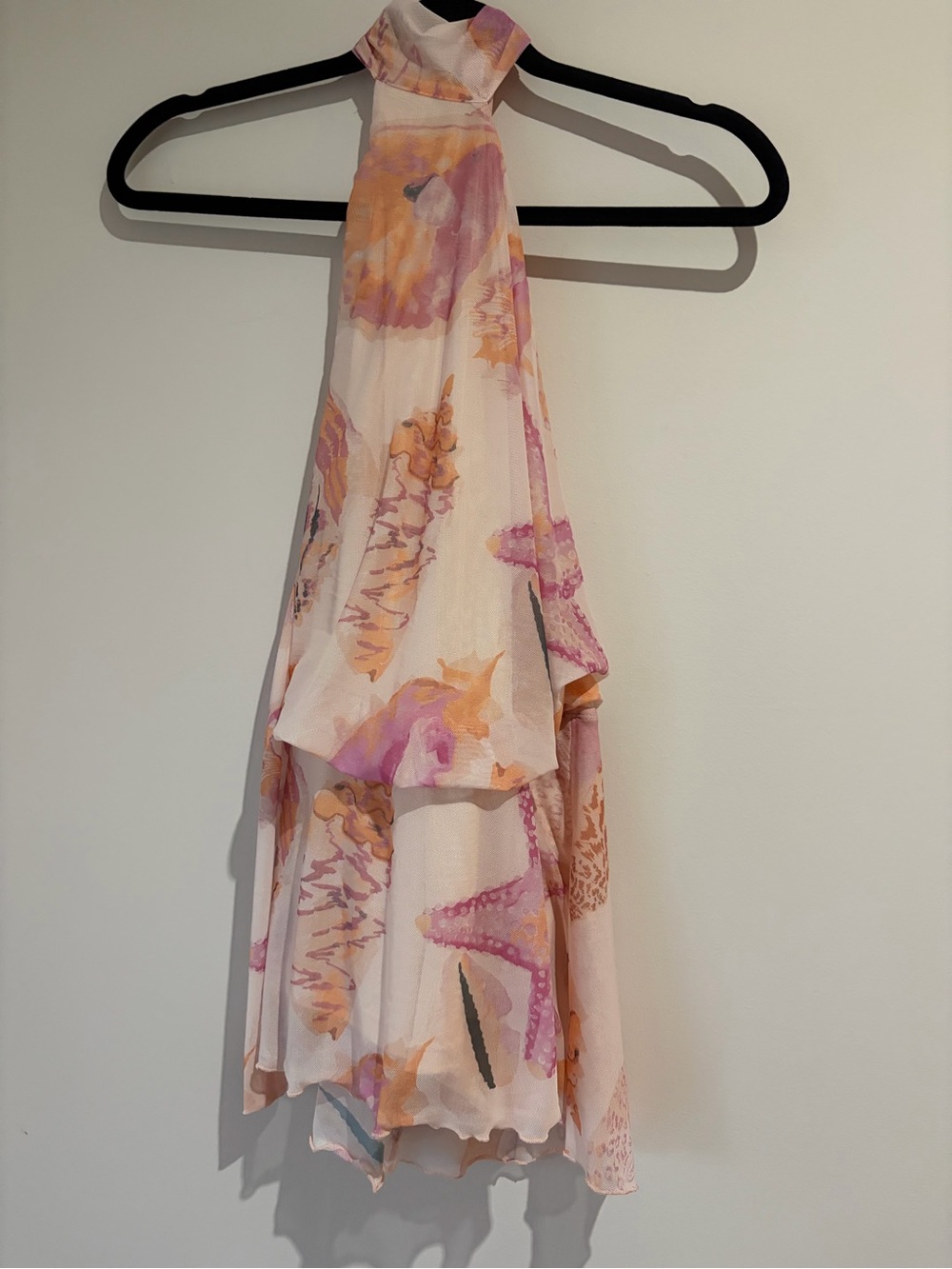 tropical beach Watercolor Halter Dress romoer - Pink & Peach